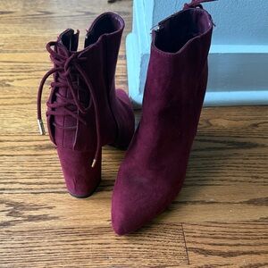 BAMBOO Maroon Ankle Booties